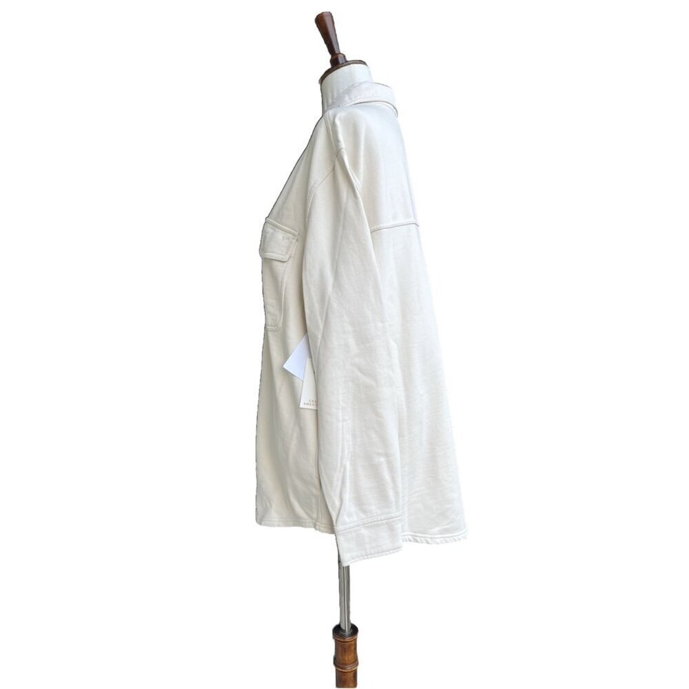 GSO235 Good American Cotton Fleece Shacket Shirt Jacket Size 3/4 Bone - Picture 11 of 14